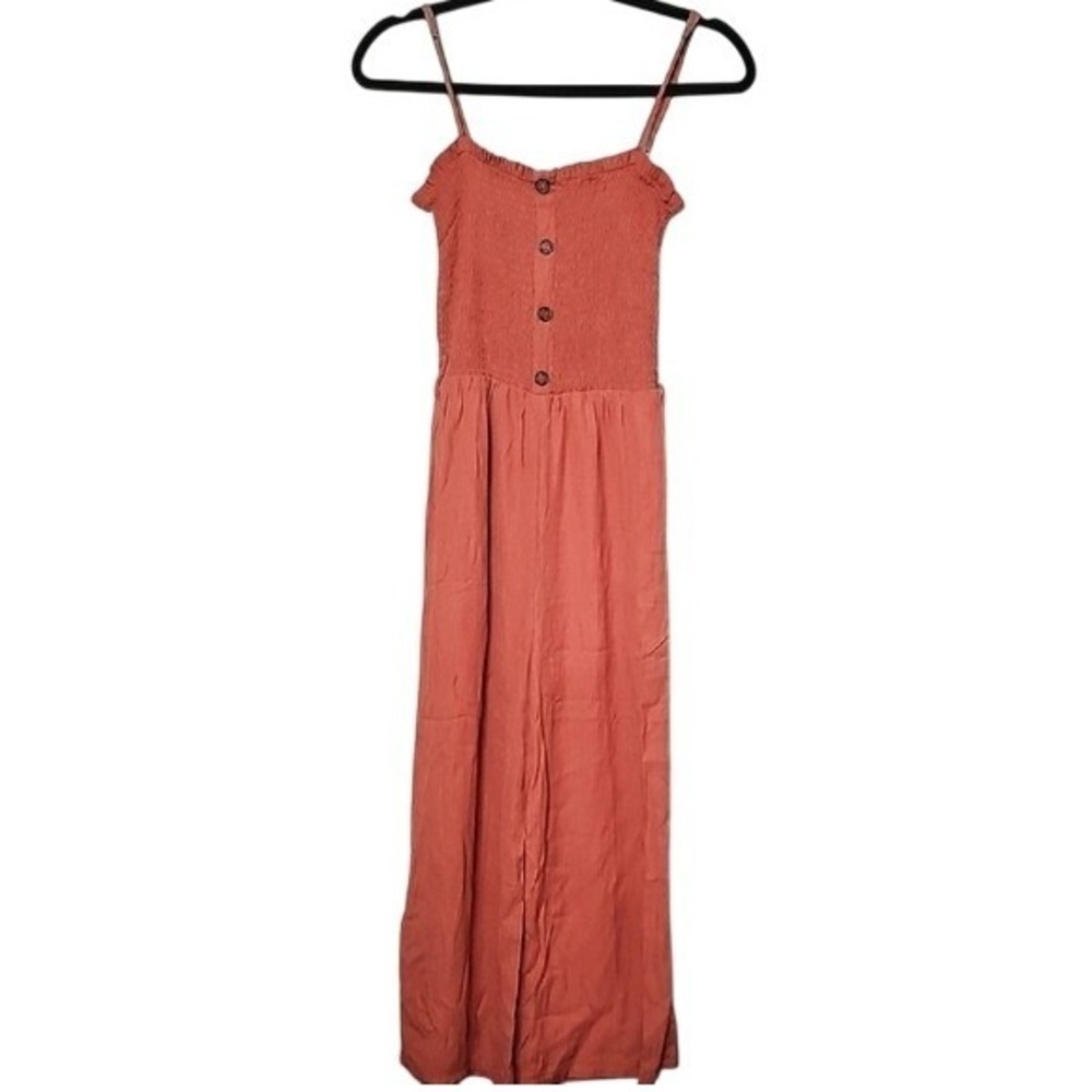 Love Tree Spaghetti Strap Flowy Orange Smocked Bodice Jumpsuit Small - Picture 2 of 9